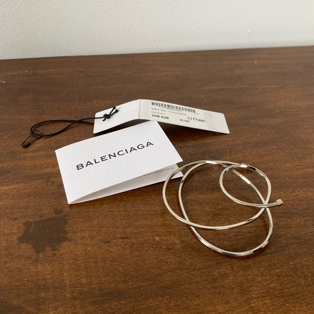 BALENCIAGA Single Asymmetrical Hoop Earring Sterling Silver